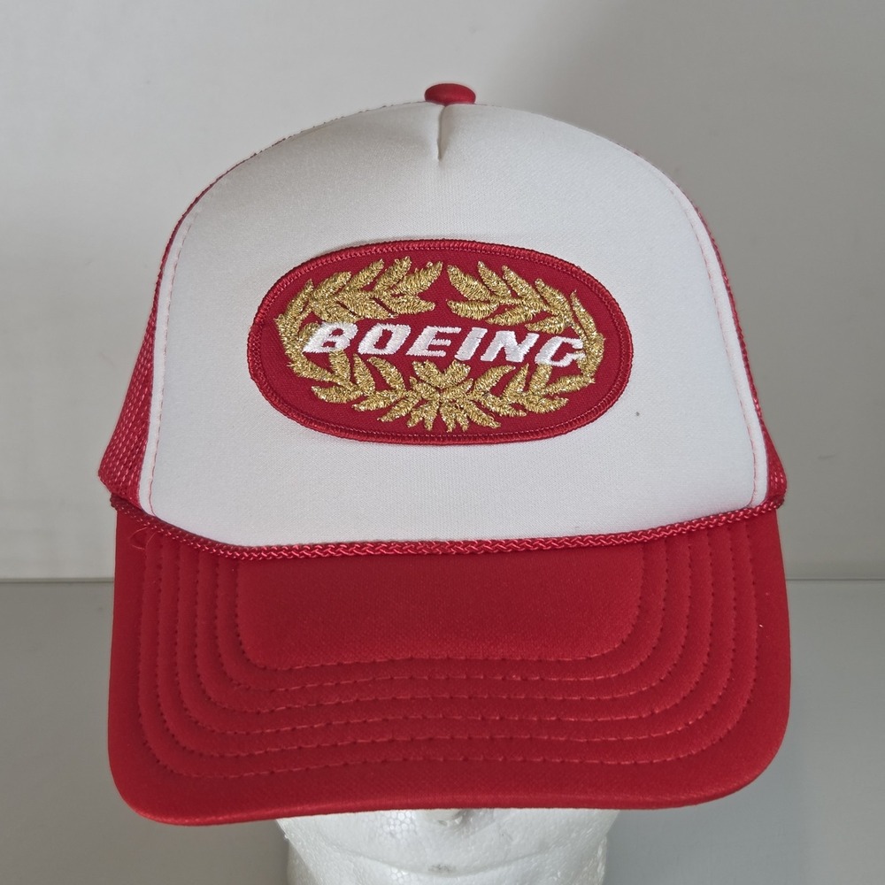 Vintage Boeing Hat Foam Snapback Rope Gold Leafs Red White OTTO Collection -READ